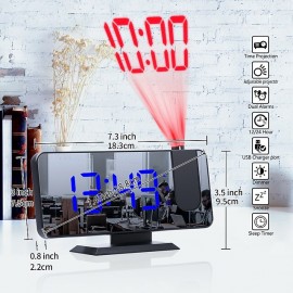 New Dual Alarm Clock Projection Electronic Clock LED Mirror Mirrors Large Screen Alarm Clock
