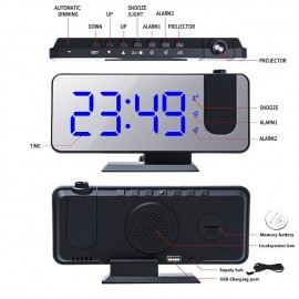 New Dual Alarm Clock Projection Electronic Clock LED Mirror Mirrors Large Screen Alarm Clock
