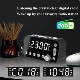 Digital Alarm Clock DAB/FM Radio Backup Dual Alarm Settings Jumbo Screen Display Electronic Desktop Clock with Snooze Function

