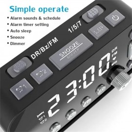 Digital Alarm Clock DAB/FM Radio Backup Dual Alarm Settings Jumbo Screen Display Electronic Desktop Clock with Snooze Function
