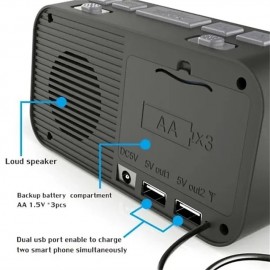 Digital Alarm Clock DAB/FM Radio Backup Dual Alarm Settings Jumbo Screen Display Electronic Desktop Clock with Snooze Function
