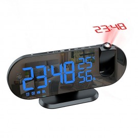 LED Projection Digital Alarm Clock for Bedrooms FM Radio Alarm Clock on Ceiling Temperature & Humidity Display 12/24H Snooze Dual Loud Alarm Clock
