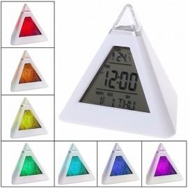 Table Clocks Triangled 7 Colors Changing LED Temperature Week Display Digital Alarm Clock Table Decor Clocks Room Bedside Clock
