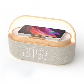 Wireless Charger Alarm Clock Bluetooth Speaker LED Smart Digital Clock USB Fast Charge Watch Electronic Desktop Clock FM Radio
