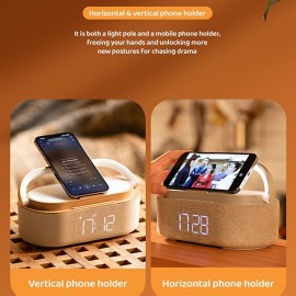 Wireless Charger Alarm Clock Bluetooth Speaker LED Smart Digital Clock USB Fast Charge Watch Electronic Desktop Clock FM Radio
