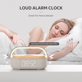 Wireless Charger Alarm Clock Bluetooth Speaker LED Smart Digital Clock USB Fast Charge Watch Electronic Desktop Clock FM Radio
