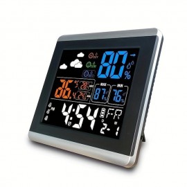 Color Screen Temperature And Humidity Electronic Clock Large Screen Home Temperature And Humidity Meter Luminous Digital Thermometer With Clock
