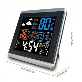 Color Screen Temperature And Humidity Electronic Clock Large Screen Home Temperature And Humidity Meter Luminous Digital Thermometer With Clock
