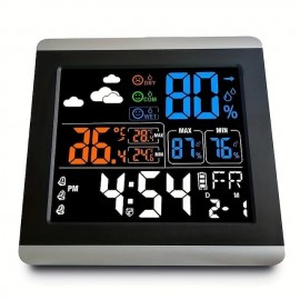 Color Screen Temperature And Humidity Electronic Clock Large Screen Home Temperature And Humidity Meter Luminous Digital Thermometer With Clock
