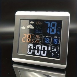 Color Screen Temperature And Humidity Electronic Clock Large Screen Home Temperature And Humidity Meter Luminous Digital Thermometer With Clock

