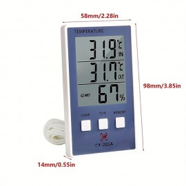 1pc Accurate Digital Thermometer and Hygrometer with LCD Display and Probe Sensor for Indoor and Outdoor Temperature and Humidity Measurement
