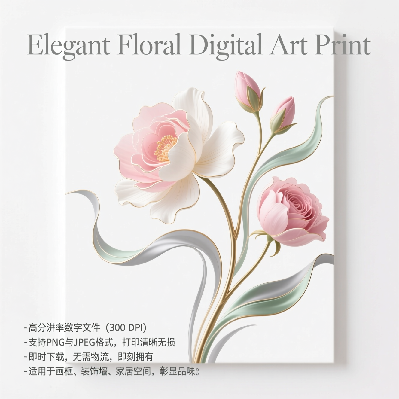 Elegant Floral Digital Art Print