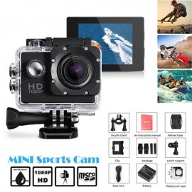 1080p 12MP Action Camera Full HD 2.0 Inch Screen 30 m 98 Foot Waterproof Sports Camera with Accessories Kits for Bicycle Motorcycle Diving Swimming etc
