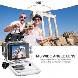 1080p 12MP Action Camera Full HD 2.0 Inch Screen 30 m 98 Foot Waterproof Sports Camera with Accessories Kits for Bicycle Motorcycle Diving Swimming etc
