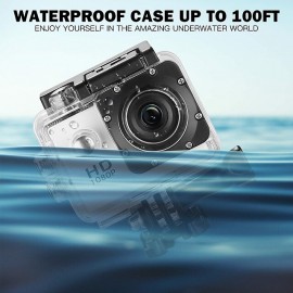 1080p 12MP Action Camera Full HD 2.0 Inch Screen 30 m 98 Foot Waterproof Sports Camera with Accessories Kits for Bicycle Motorcycle Diving Swimming etc

