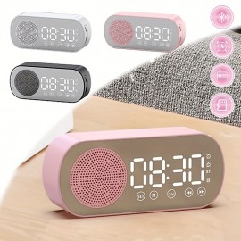 Led Mirror Digital Alarm Clock Speaker Wireless Clock For Home Office Big Time Display Table Alarm Clock Wireless Speaker Subwoofer Music Player Support
