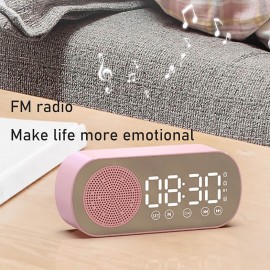 Led Mirror Digital Alarm Clock Speaker Wireless Clock For Home Office Big Time Display Table Alarm Clock Wireless Speaker Subwoofer Music Player Support
