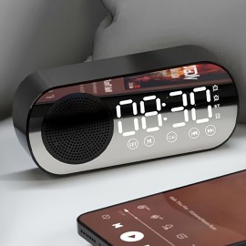 Led Mirror Digital Alarm Clock Speaker Wireless Clock For Home Office Big Time Display Table Alarm Clock Wireless Speaker Subwoofer Music Player Support
