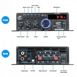 High Quality 1 Set 800W 2 Channel BT Mini HIFI Power Amplifier Audio Stereo Amp Home Car FM
