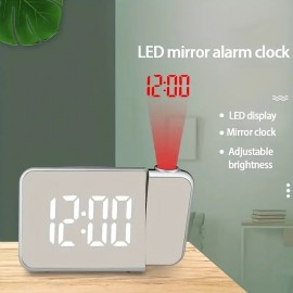 Digital Projection Alarm Clock For Bedroom Large LED Alarm Clock With 180 Projector On Ceiling Wall Projection Dimmer
