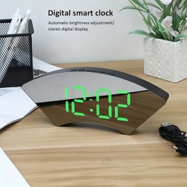 Creative Alarm Clock Fan-shaped Alarm Clock Snooze Alarm Clock Bedside Student Alarm Clock Modern Simple Multi-function Alarm Clock USB Charging Cable No Battery
