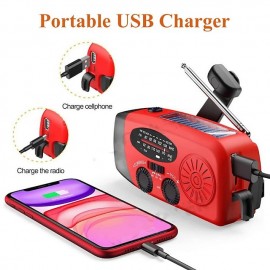 Multifunctional Hand Radio Solar Crank Dynamo Powered AM/FM/NOAA Weather Radio Use Emergency LED Flashlight and Power Bank
