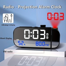 Multifunctional Radio Alarm Clock Student Specific Desktop Electronic Clock LED Night Light Projection Clock
